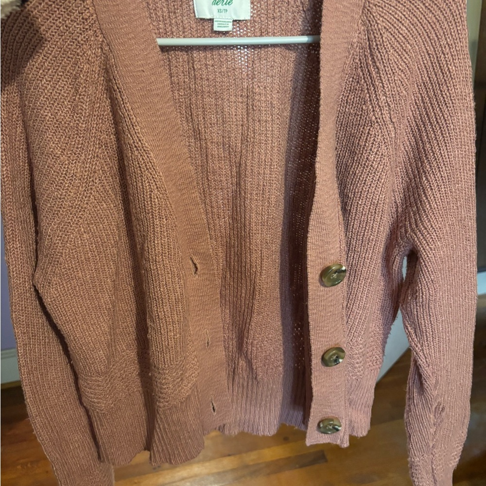 Aerie Mauve Button-Up Cardigan